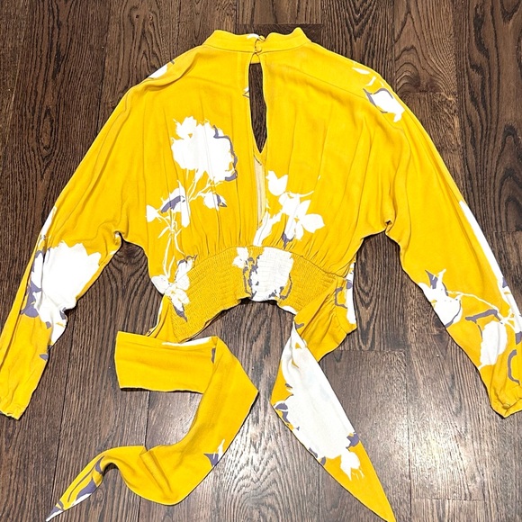 Free People Mustard Yellow Floral Blouse - Picture 6 of 11